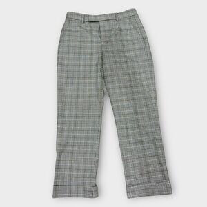Zara Black Tan Houndstooth Plaid Trousers Cropped Ankle Pants Size 6
